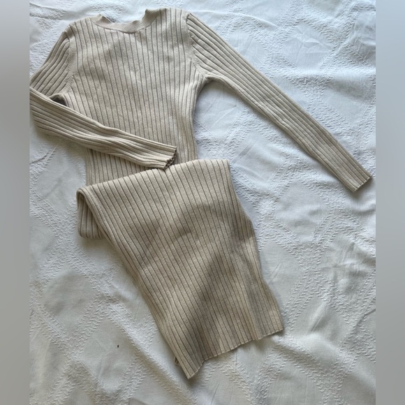 Sam Edelman Rib-Knit Long Sleeve Sweater Dress - Cream - Picture 8 of 15